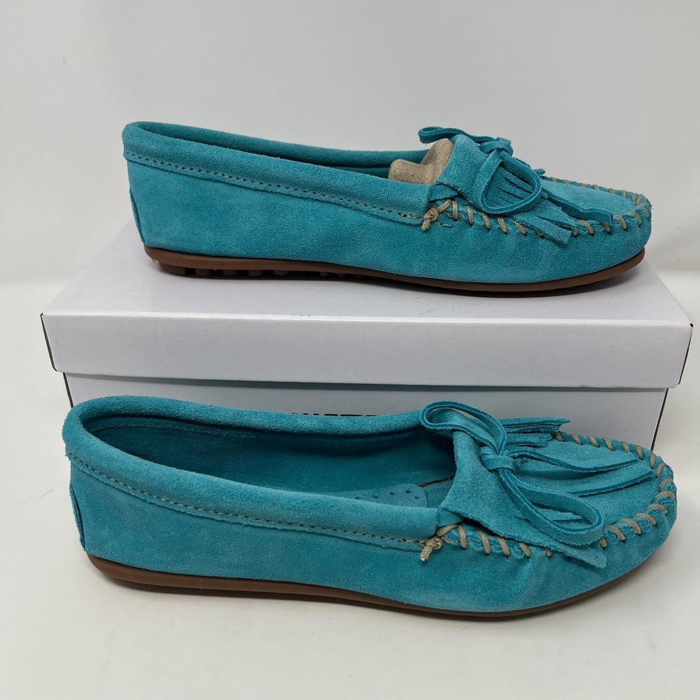 Minnetonka Women's Kilty 402S Turquoise Suede‎ Moccasins Size 7 NEW